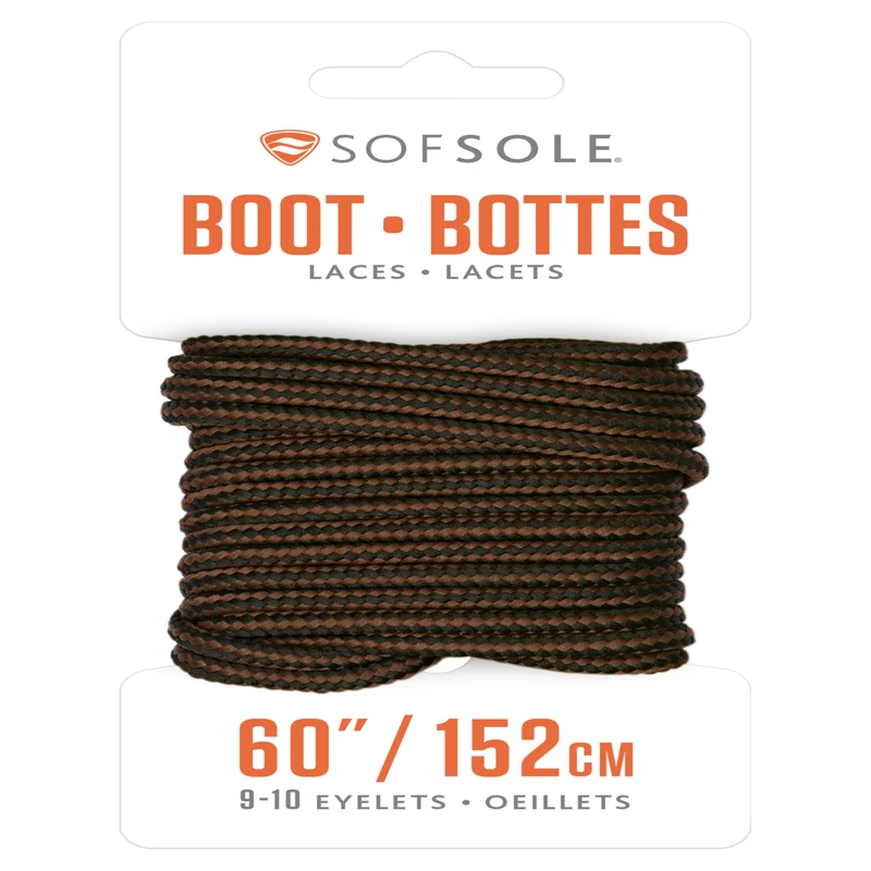 Sof Sole 60 Inch Black-brown Round Boot Laces