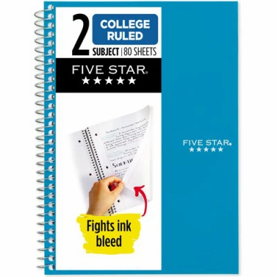 Five Star Mead 6 X 10 Inch College Ruled 2-subject Wire Bound Notebook