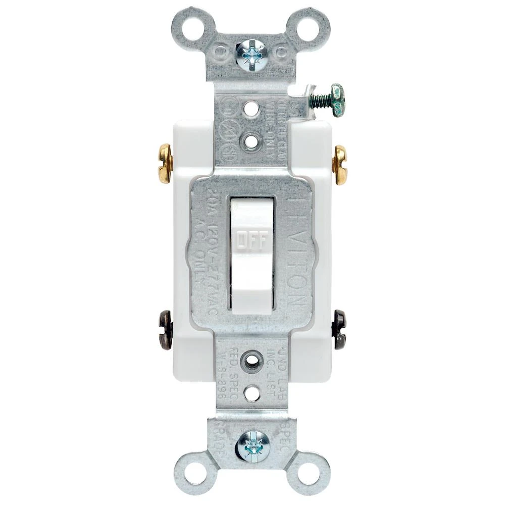 Leviton 20 Amp Double Pole Toggle Ac Quiet Switch White