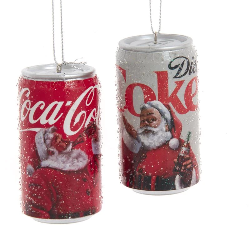 Kurt S. Adler Santa Coke And Diet Coke Can Christmas Ornaments