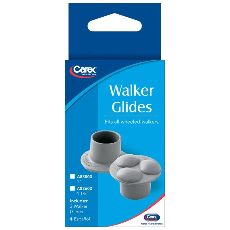 Carex Health Brands Gray Walker Glides Plastic 1.125 In. H X 2 In. L