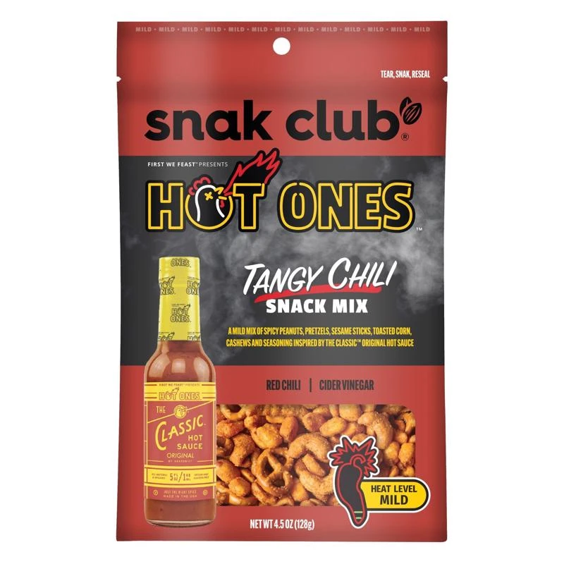 Snak Club Hot Ones Cider Vinegar Red Chili Snack Mix 4.5 Oz Bag