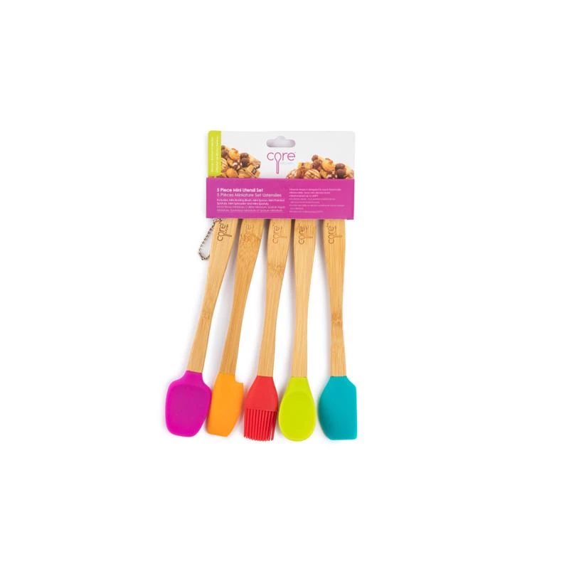 Core Kitchen Assorted Bamboo Silicone Mini Utensil Set 5 Piece