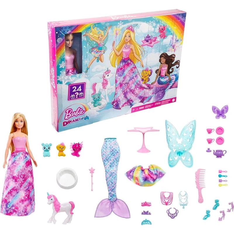 Barbie Dreamtopia Advent Calendar Assorted, Model Hrg90, 3+ Years