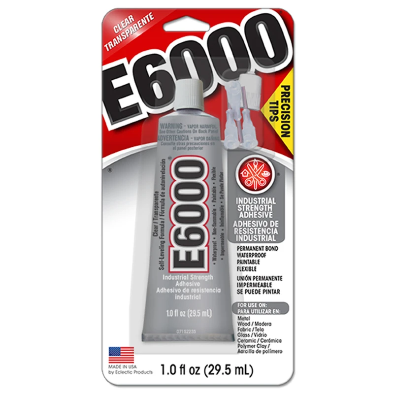 E6000 Industrial Strength Adhesive With 4 Precision Tips, Clear, 1 Oz