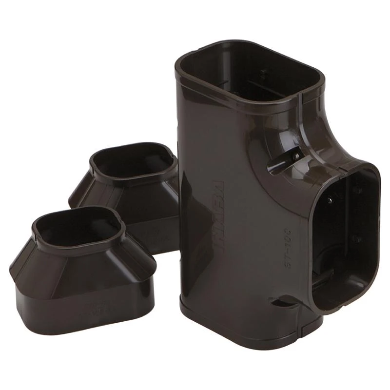 Slimduct 3.75 Inch Brown Plastic Lineset Cover Tee