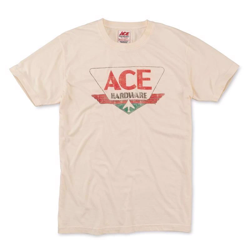 Ace Vintage Threads Small Short Sleeve Men's Crew Neck Cream Tee Shirt