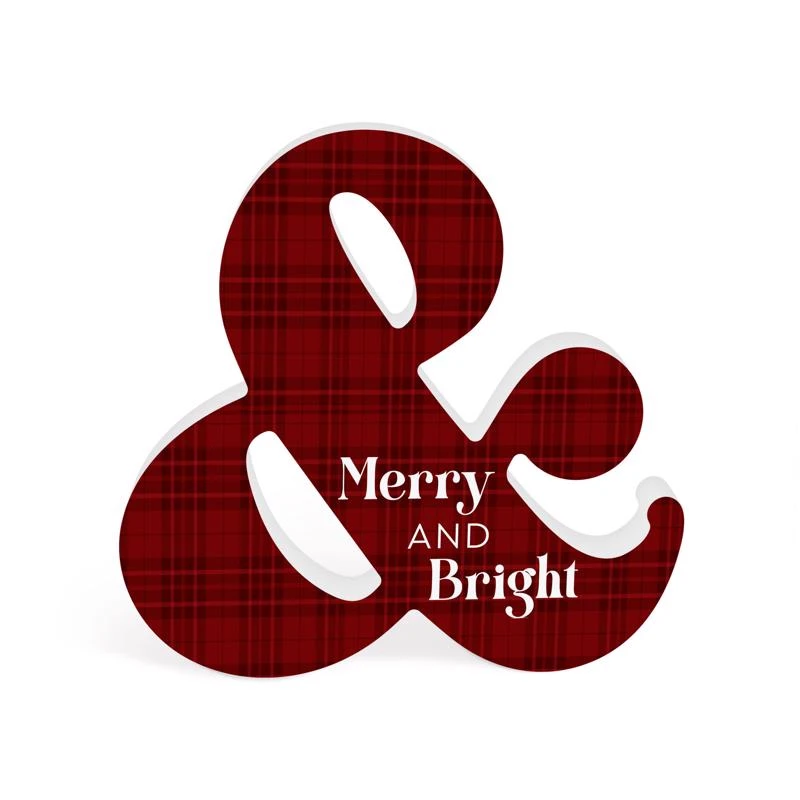 P Graham Dunn Red And White Ampersand Merry And Bright Table Decor 8 Inch