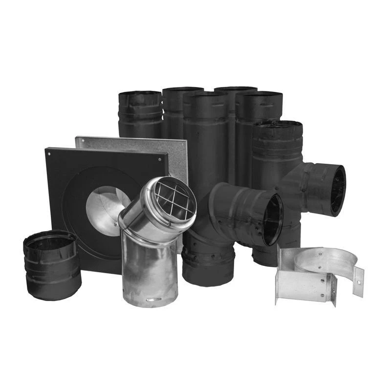 Duravent Black Galvanized Steel Pellet Vent Kit 3 Inch