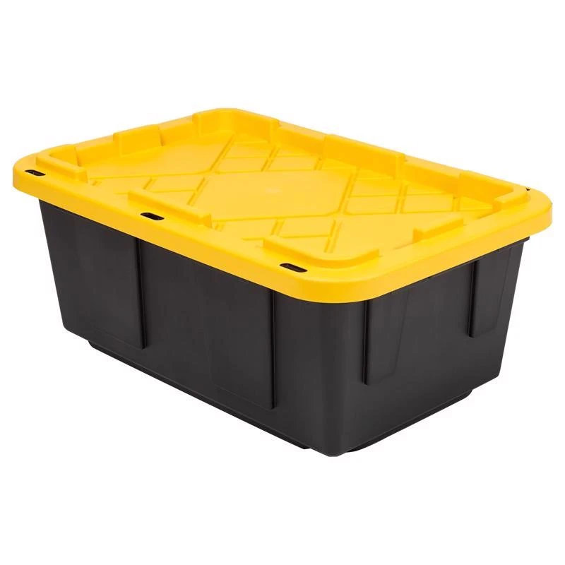 Greenmade 15 Gallon Black/yellow Snap Lock Stackable Storage Box With Lid