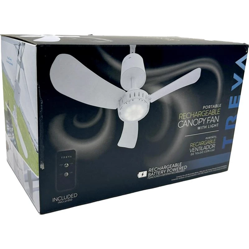 Treva 15 In. Rechargeable Canopy Fan With Light And Remote Control