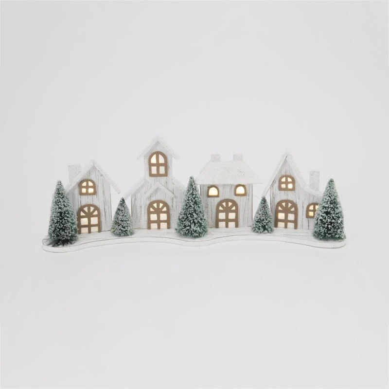 Gerson Green/white Lighted Holiday House Table Decor, 21 Inch, Wood
