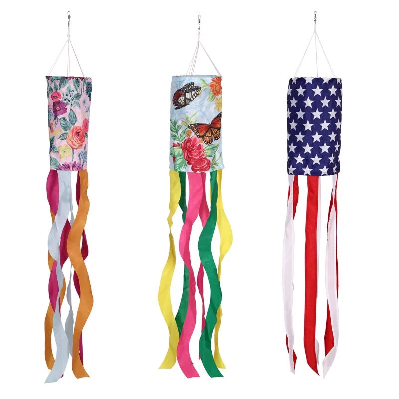 38-Inch Multicolor Nylon Flag Wind Spinner — Outdoor Garden Decor
