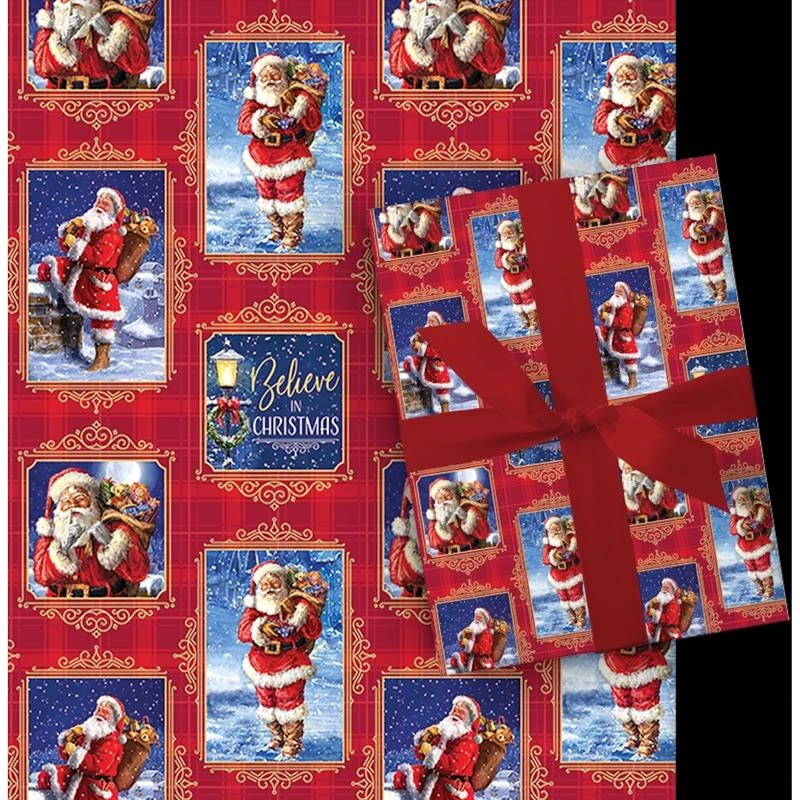 Paper Images Assorted Santas And Snowman Gift Wrap 30 Inch Width