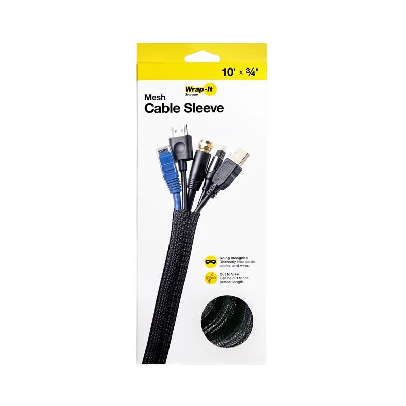 Wrap-it 10 Ft Length Black Mesh Cable Sleeve