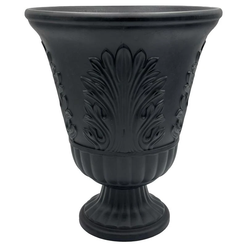Classic Home & Garden 19 In H X 16 In D Black Plastic Larissa Urn Planter