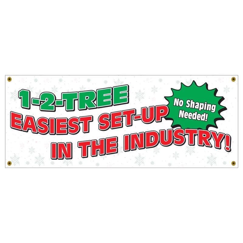 Holiday Bright Lights 1-2 Tree Vinyl 5'x2' Store Banner