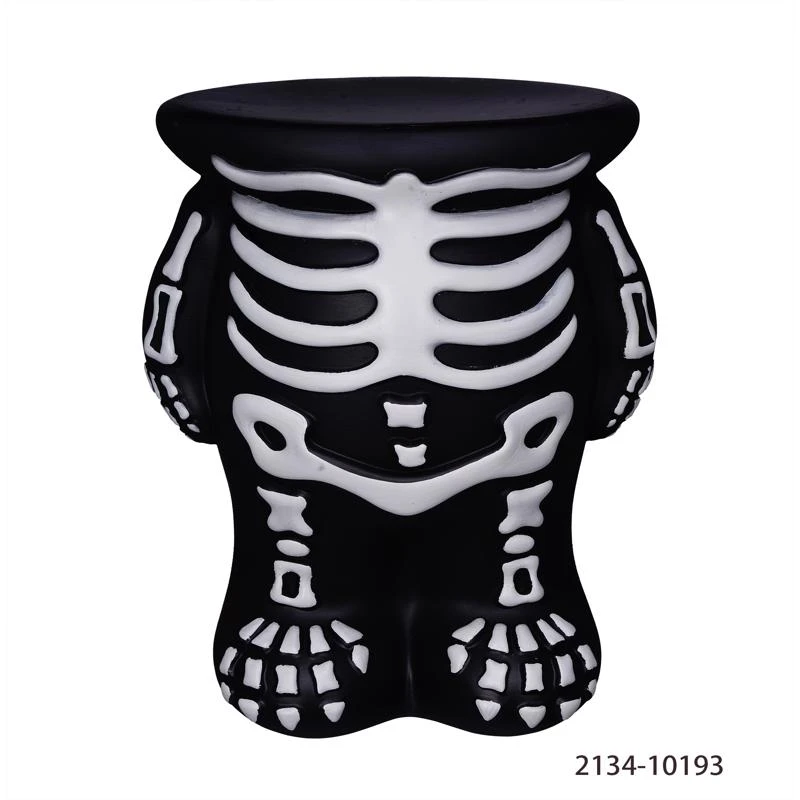 Pan Asian Creations 10.5 Inch Blow Mold Skeleton Pumpkin Stand Halloween Decor