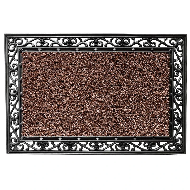 Grassworx Clean Machine 24x36 Brown Wrought Iron Stems Leaves Astroturf Door Mat