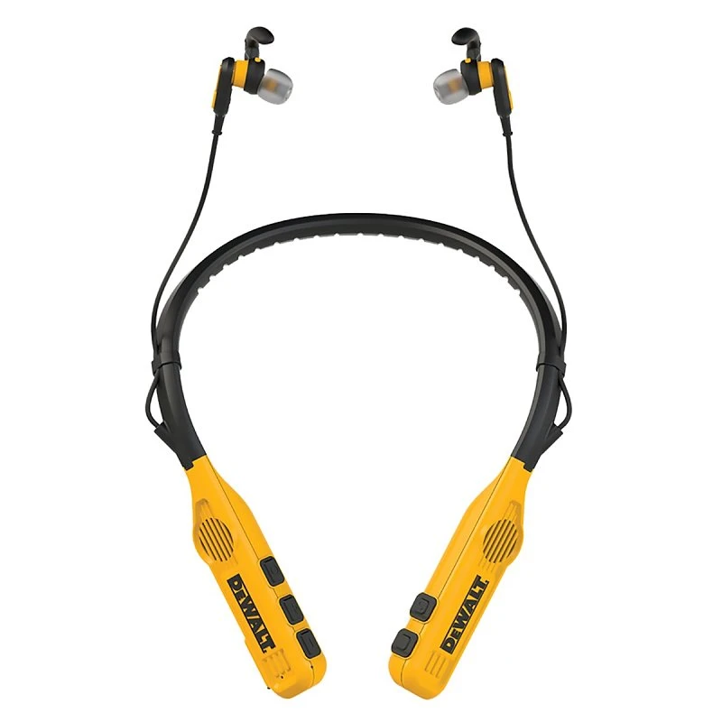 Dewalt Pro Max Wireless Bluetooth Neckband Behind-the-neck Headphones, Black/yellow
