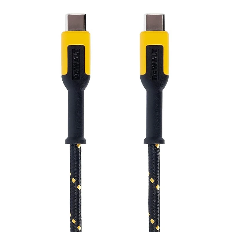 Dewalt Type C To Type C Charging Cable 10 Ft Kevlar Fiber Black/yellow