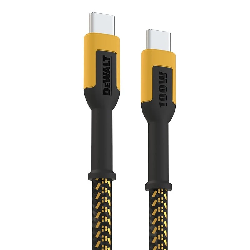 Dewalt Type C To Type C Charging Cable 6 Ft Kevlar Fiber Black/yellow