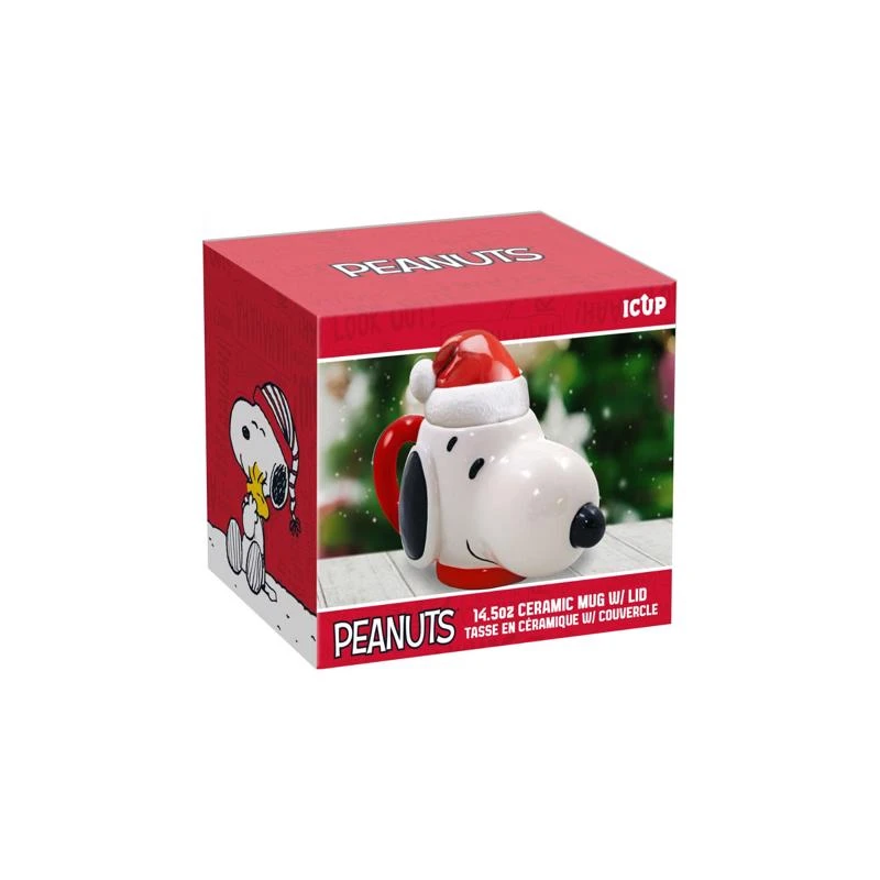 Nmr Icup 14.5 Oz Ceramic Snoopy Mug With Lid, Assorted Colors