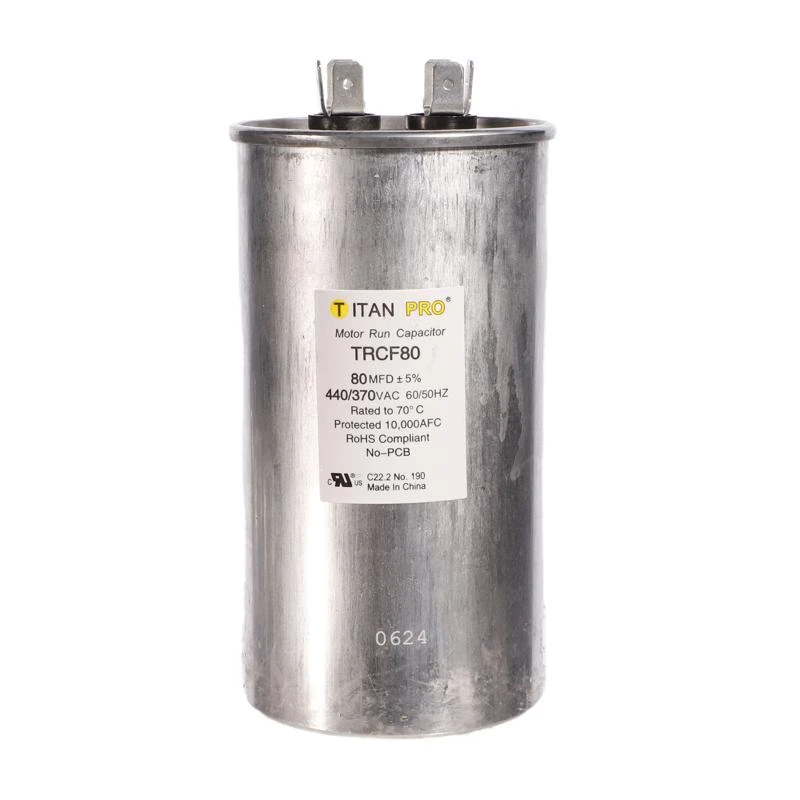 Titan Pro 80 Mfd 440 Volt Aluminum Round Run Capacitor