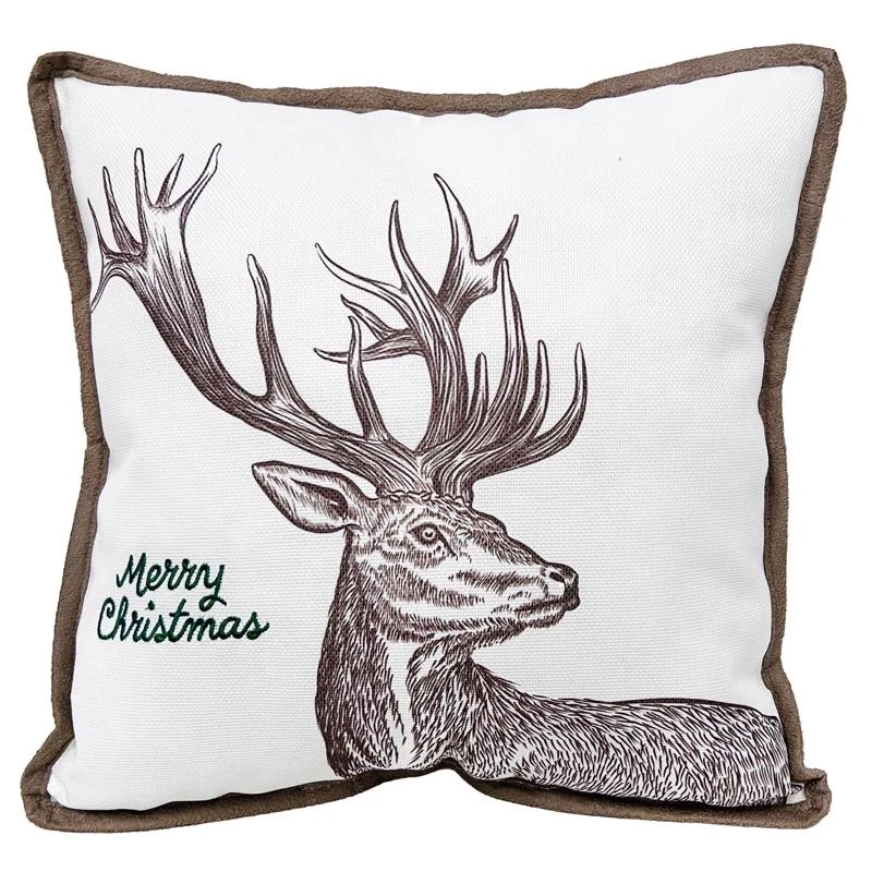 Celebrations Home Merry Christmas Deer Pillow 16 In Polyester Fabric