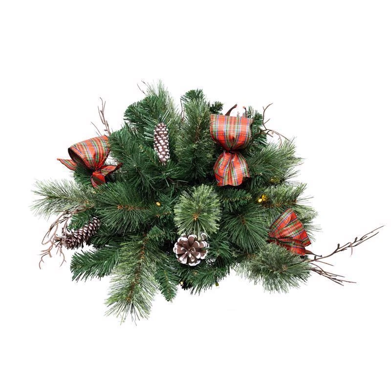 Celebrations Prelit Twig Pine Bow Urn Filler, 17x17x24 Inches