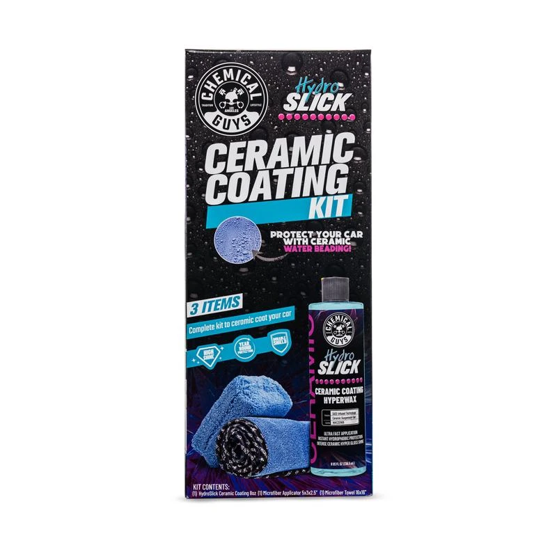 Chemical Guys Hydroslick Ceramic Detailing Kit Liquid 8 Oz 3 Piece