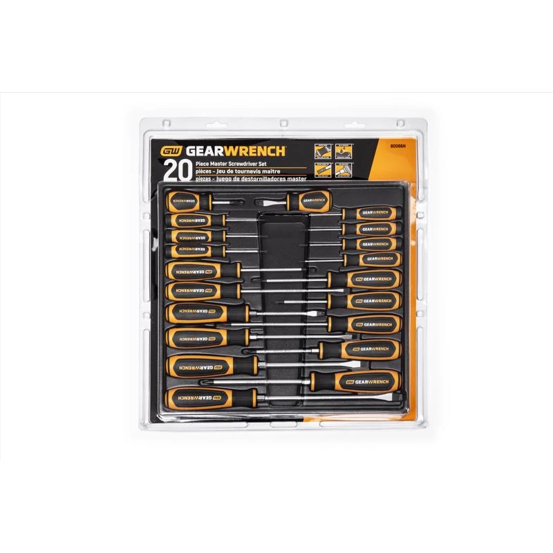 Gearwrench 20 Piece Dual Material Screwdriver Set, Phillips/slotted/torx