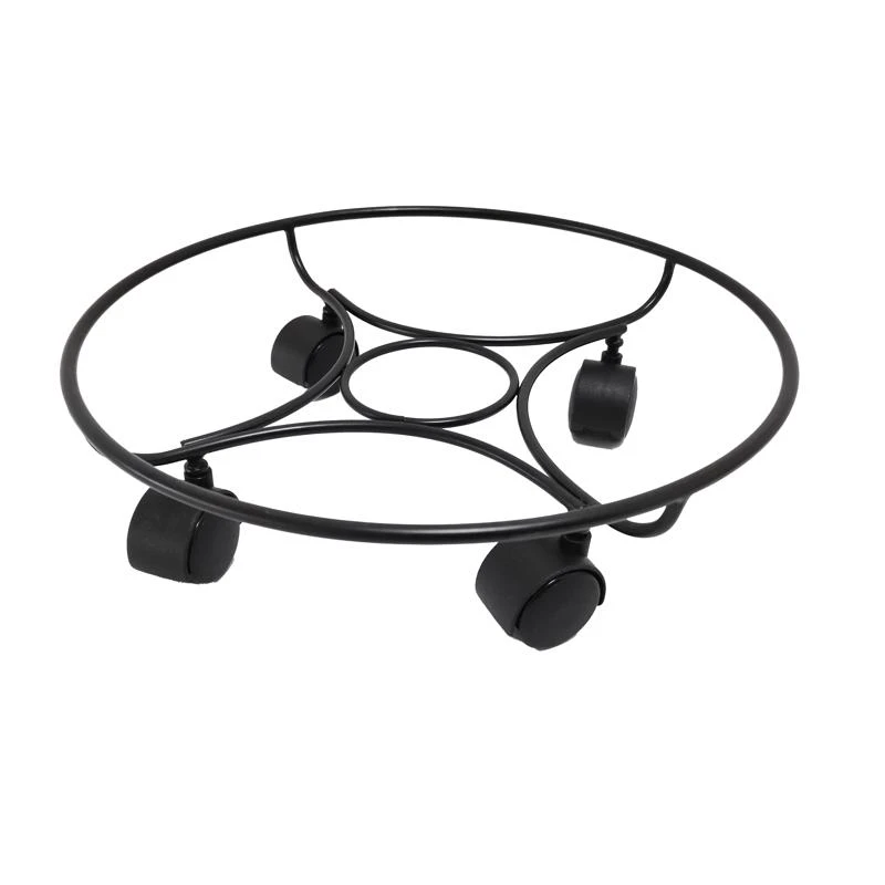 Living Accents 4.5 In. H X 13 In. W Round Steel Planter Caddie Black