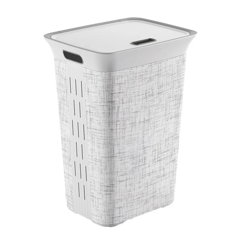 Curver White Resin Laundry Hamper With Lid And Handle, 63.4 Qt