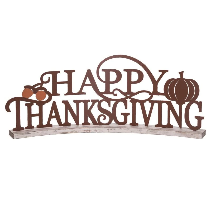 Transpac 10 In. Happy Thanksgiving Indoor Halloween Decor Sign