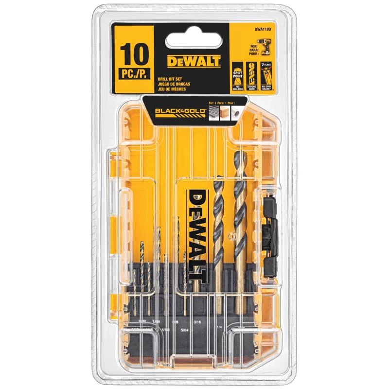 Dewalt 10 Piece Straight Shank Drill Bit Set Dwa1180
