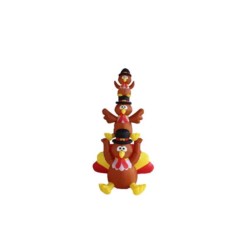 A Holiday Company 6 Ft Prelit Turkey Stack Inflatable Decoration
