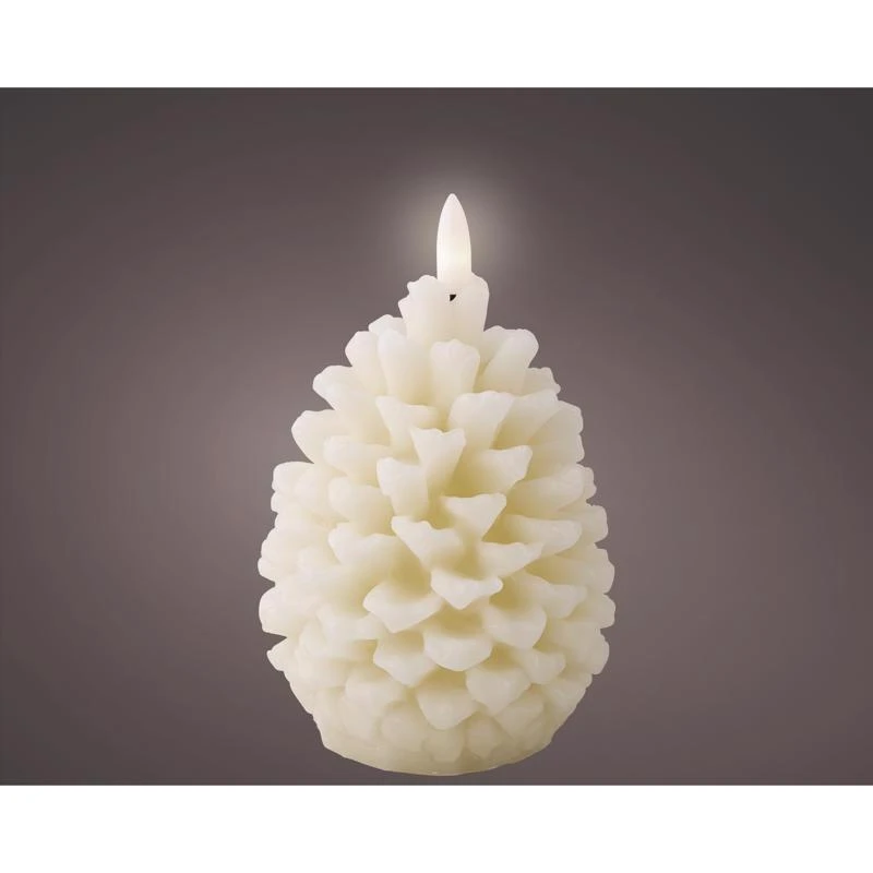 Lumineo Led Cream Pinecone Candle 5.2 Inch Battery Operated