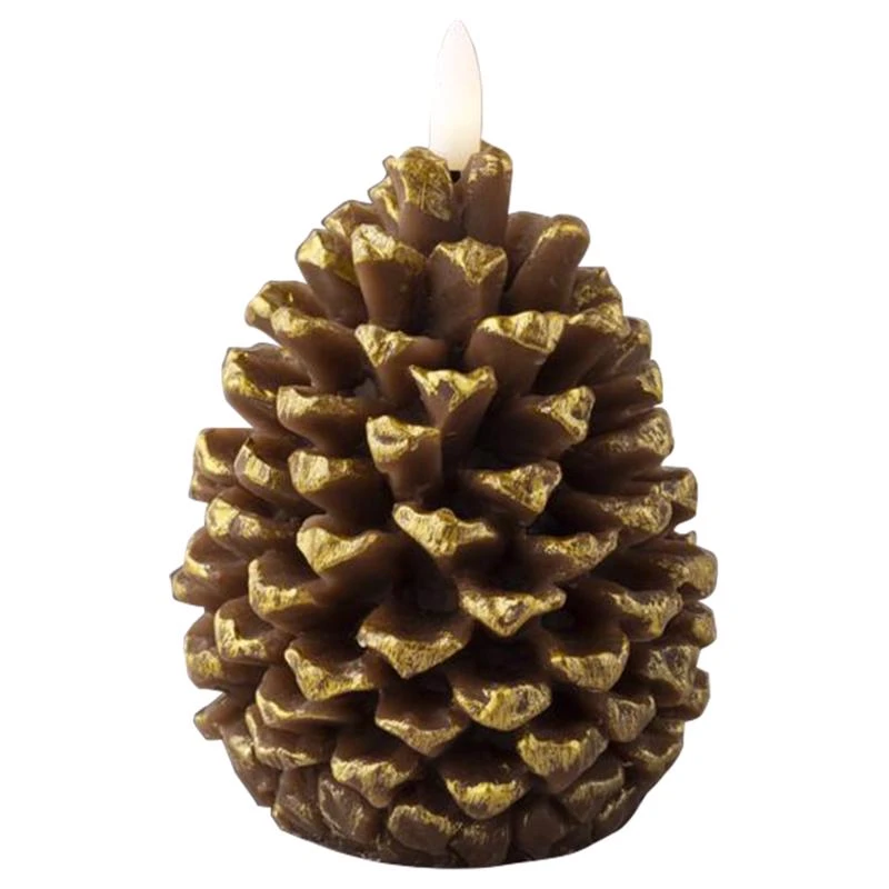 Lumineo Led Brown Pinecone Candle 5 Inch Battery Operated Wax