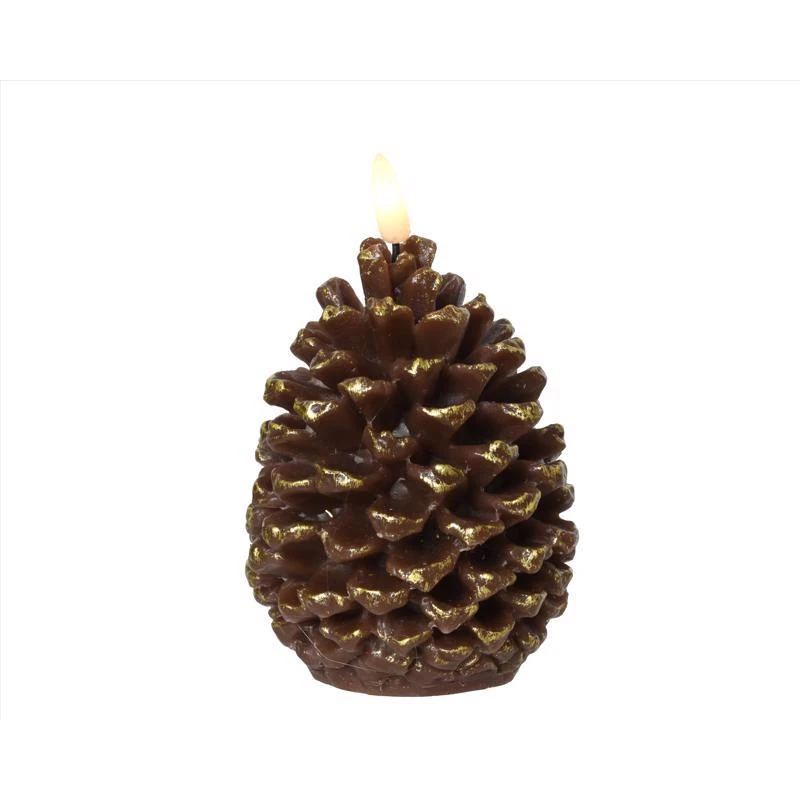 Lumineo Led Brown Pinecone Candle 6 Inch Battery Operated