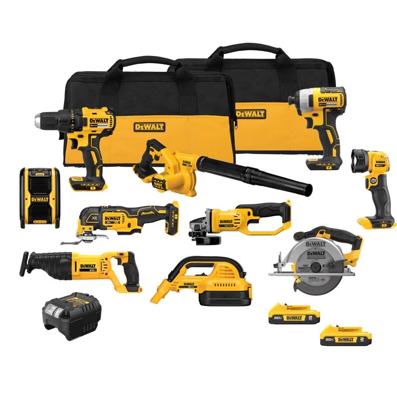Dewalt 20v Max Cordless Brushed 10 Tool Combo Kit With Lithium-ion Batteries