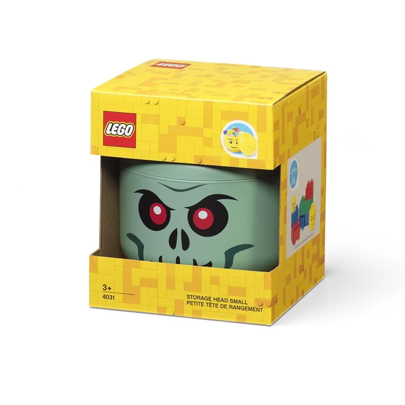 Lego Skeleton Storage Head Green Plastic 7.28 X 6.3 X 6.3 Inches