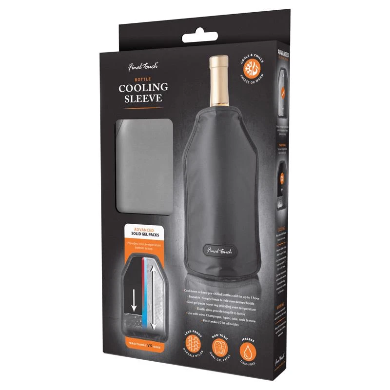 Final Touch 25 Oz Gray Nylon Wine Chiller, Microwave Safe