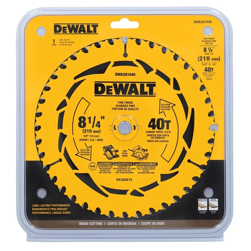 Dewalt 8-1/4 Inch Tungsten Carbide Tipped Circular Saw Blade 40 Teeth