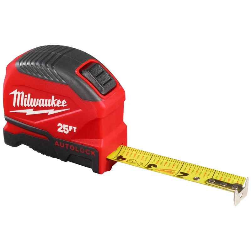 Milwaukee 25 Feet Compact Auto Lock Tape Measure With Comfort Grip