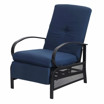 Cushioned Patio Chair Recliner With Heavy-duty Steel Frame, 300lbs Capacity
