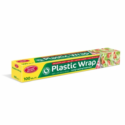 Home Select Clear Plastic Food Wrap With Slide Cutter, 100 Ft. X 12 In.