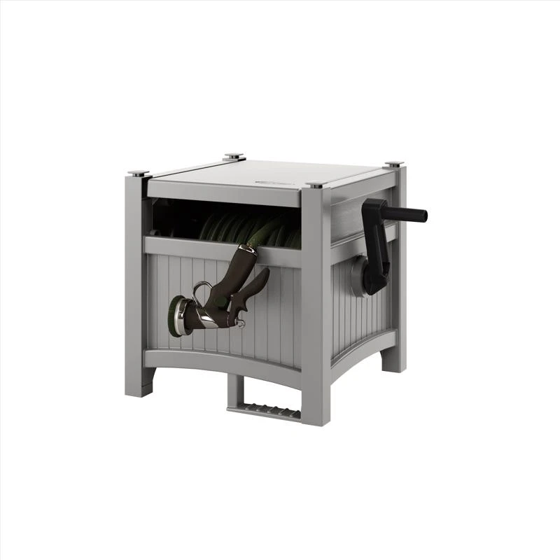 Suncast 100 Ft Gray Free Standing Resin Hideaway Hose Reel