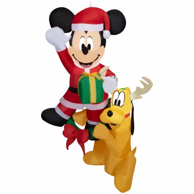 60 Inch Lighted Hanging Inflatable Mickey Mouse And Pluto Christmas Decoration