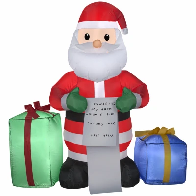 48 Inch Lighted Inflatable Santa With Wish List And Presents Christmas Decoration